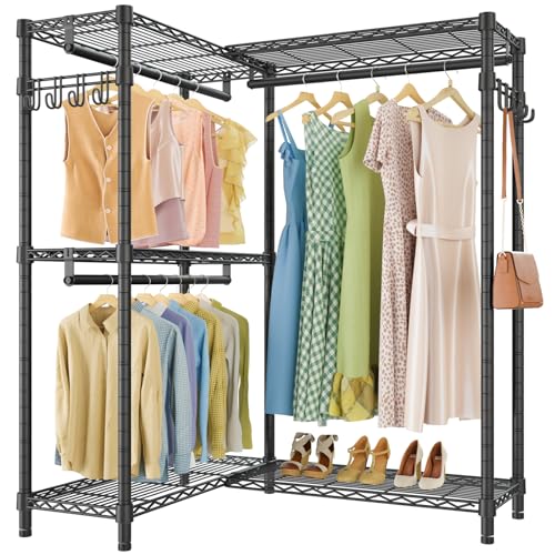 VIPEK L4 Kleiderständer, L-förmiger Kleiderständer für Ecken, freistehend, tragbar, Kleiderschrank, robuster Kleiderständer mit 3 Kleiderstangen und 2 seitlichen Haken, 111,9 cm L x 71,9 cm B x 190,1 VIPEK L4 Kleiderständer, L-förmiger Kleiderständer für Ecken, freistehend, tragbar, Kleiderschrank, robuster Kleiderständer mit 3 Kleiderstangen und 2 seitlichen Haken, 111,9 cm L x 71,9 cm B x 190,1 von VIPEK