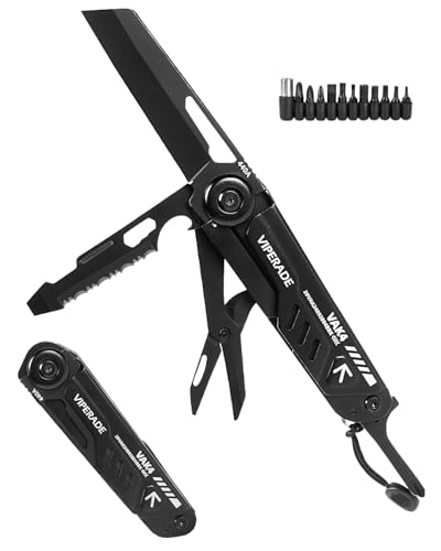 VIPERADE VAK4 Multifunktions Taschenmesser, EDC faltbar Multitool Werkzeug mit Schere Säge Flaschenöffner Schraubendreher Brechstange Pfeife (Schwarz) von VIPERADE