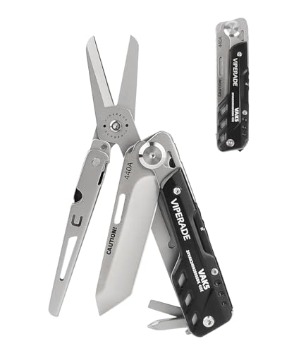 VIPERADE VAK5 EDC Multitool Taschenmesser aus Edelstahl mit Clip, große Schere mit Federmechanismus, Sicherheitsverriegelung für Survival, Camping und Jagd, Wandern, Outdoor von VIPERADE