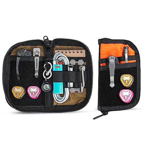 VIPERADE VE22 EDC Pouch Klein EDC Werkzeugtasche mit 4 Taschen und 5 elastischen Fächern Klein EDC Organizer Tasche für Multitool Pocket Organizer EDC Tasche Tools Organizer mit Klettfläche -Orange von VIPERADE