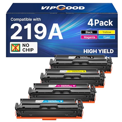 VIPGOOD 219A Tonerkartuschen kompatibel mit HP 219X 219A Toner für HP Color Laserjet Pro MFP 3302FDWG 3302SDWG 3302FDNG 3202DW 3302FDW 3302SDW 3302FDN 3202DN (1Schwarz 1Cyan 1Gelb 1Magenta, 4-Pack) von VIPGOOD