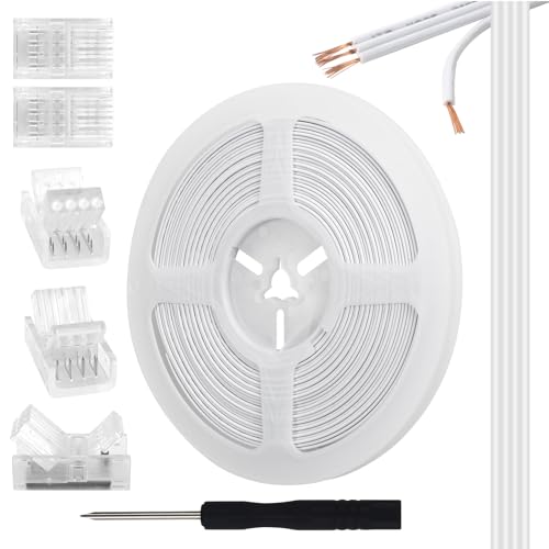 VIPMOON 5 Stück 4 Polig LED Anschluss Set, LED Streifen Verbinder 4 polig 10mm, Verbindungsstecker zu LED Strip, LED Verlängerungskabel 10M für LED Streifen RGB 5050/3528 mit Schraubendreher von VIPMOON