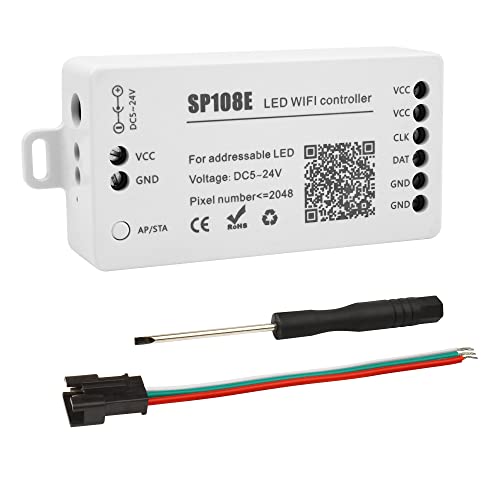 VIPMOON SP108E WiFi LED Controller DC5-24V für SK6812 SK6812-RGBW WS2812 WS2813 WS2815 AL2815 Strip Light, iOS/Android App Steuerung VIPMOON SP108E WiFi LED Controller DC5-24V für SK6812 SK6812-RGBW WS2812 WS2813 WS2815 AL2815 Strip Light, iOS/Android App Steuerung von VIPMOON