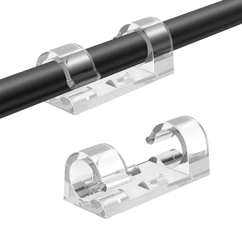VIPMOON 70 Stück Selbstklebende Kabelbinder, finisher drahtklemme,9mm markierungsfreie Wandkabelbinder,mit selbstklebenden Pads,für Schreibtisch,Netzkabel,Wandbüros,Autos,Heimbüros,transparent von VIPMOON