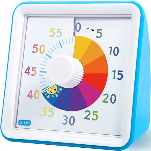 Visueller Timer, VIPNAJI 60 Minuten Countdown Timer für Kinder Erwachsene, Leises Zeit Management Werkzeug mit optionaler Alarm für Kinderschreibtisch, Bürotisch und Meetings,geräuschlosem Betrieb von VIPNAJI
