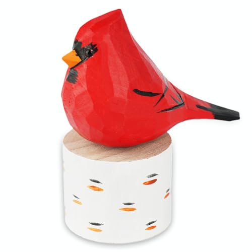 VIPbuy Handgefertigte Holz-Vogelfiguren, handgeschnitzt, bemalt, Holz-Vogel-Ornamente, Handwerk, Heimbüro, Desktop-Dekor, Geschenke (männlicher Kardinal) von VIPbuy