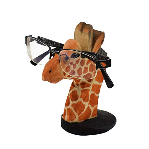 VIPbuy Lustige Brillenhalter Holz Handgeschnitzt Brillenständer Tierform Sonnenbrillenhalter und Brillenablage Gläser Aufbewahrung Geschenk für Kinder Schreibtisch Heimbüro Deko (Giraffe) von VIPbuy