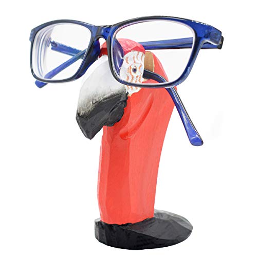 VIPbuy Lustige Brillenhalter Holz Handgeschnitzt Brillenständer Tierform Sonnenbrillenhalter und Brillenablage Gläser Aufbewahrung Geschenk für Kinder Schreibtisch Heimbüro Deko (Papagei) von VIPbuy