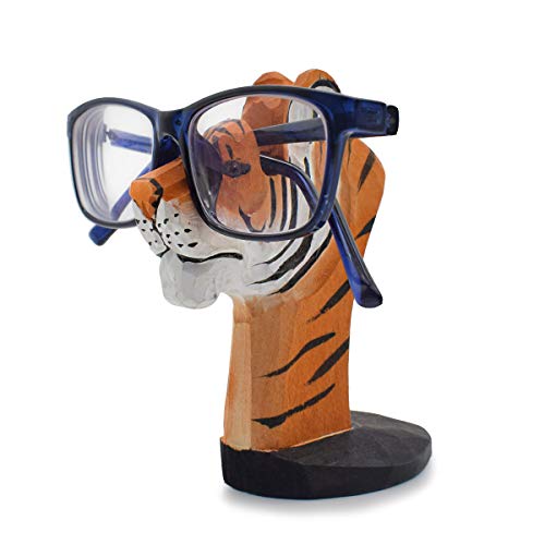 VIPbuy Lustige Brillenhalter Holz Handgeschnitzt Brillenständer Tierform Sonnenbrillenhalter und Brillenablage Gläser Aufbewahrung Geschenk für Kinder Schreibtisch Heimbüro Deko (Tiger) von VIPbuy