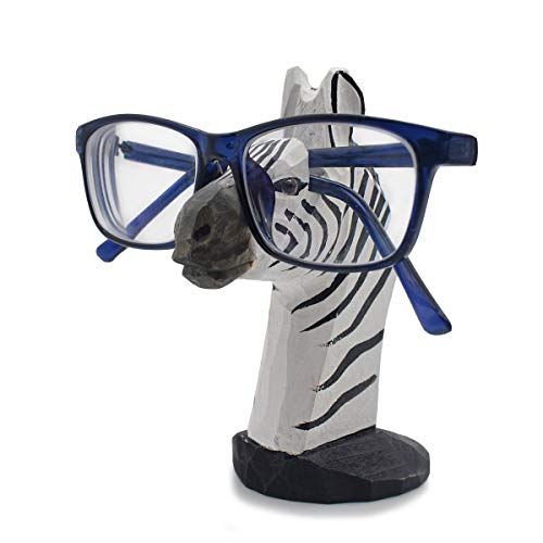 VIPbuy Lustige Brillenhalter Holz Handgeschnitzt Brillenständer Tierform Sonnenbrillenhalter und Brillenablage Gläser Aufbewahrung Geschenk für Kinder Schreibtisch Heimbüro Deko (Zebra) von VIPbuy