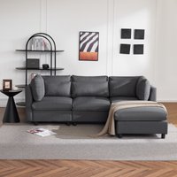 Ecksofa mit Schlaffunktion, Ecksofa mit Fußstütze, Verstellbare Lendenkissen Sofa, Bequemes Sofa für 3-4 Personen, 220x157x81 cm, Grau   Aosom.de von VIPhome
