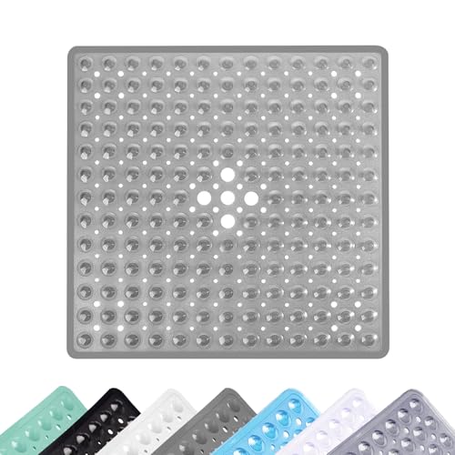 Duschmatte rutschfest, Bademattemit mit Saugnäpfen 53 x 53 cm, Quadratische Massage Antirutschmatte, Maschinenwaschbar Komfort Badewannenmatte, für Dusche, Transparentes Grau Duschmatte rutschfest, Bademattemit mit Saugnäpfen 53 x 53 cm, Quadratische Massage Antirutschmatte, Maschinenwaschbar Komfort Badewannenmatte, für Dusche, Transparentes Grau von VIQIHEOE