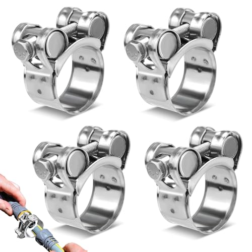 Gelenkbolzenschellen Edelstahl, Spannbereich 26 bis 28mm, 4 Stück Einstellbar Gelenkbolzenschellen Set, Motorrad Auspuff Schellen, für Schlauchbefestigung Trocknerbelüftungen, Gasleitung von VIQIHEOE