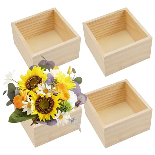 Unlackierte Aufbewahrungsboxen aus Holz, 4 Stück Wooden Storage Craft Box, 10x10x6 cm Craft Rustikale Holzkisten, Holzboxen Für Bastelarbeiten, Kleine Quadratische Holzkiste, für Heimdekor, Pflanzen Unlackierte Aufbewahrungsboxen aus Holz, 4 Stück Wooden Storage Craft Box, 10x10x6 cm Craft Rustikale Holzkisten, Holzboxen Für Bastelarbeiten, Kleine Quadratische Holzkiste, für Heimdekor, Pflanzen von VIQIHEOE