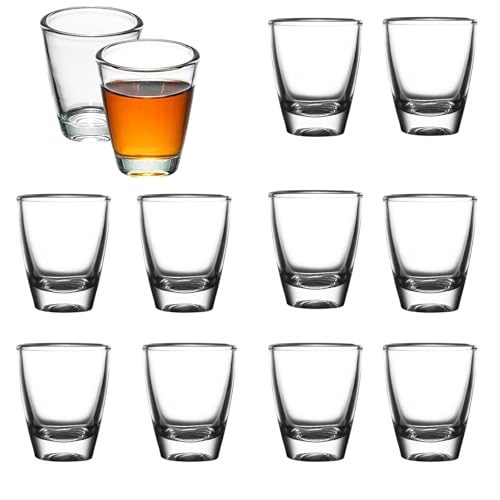 VIQIHEOE 12 Stück Schnapsgläser Glas, 35ml Eierförmiges Weinglas, mit Dickem Boden, Spülmaschinenfest, Transparent Shot Gläser, Party Zubehör Kleines Schnapsglas, für Party, Club, Bar, Trinken von VIQIHEOE