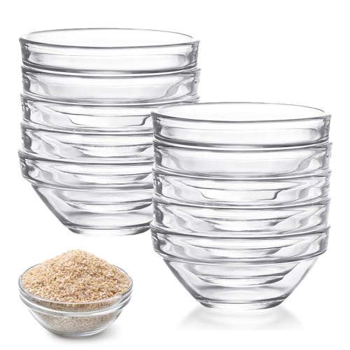 VIQIHEOE Dipschalen, 75mm Glasschalen, 10 Stück Mini Schälchen aus Glas, Kleine Dipschalen, Wiederverwendbar Runde Dessertschalen, Stapelbar Toppings Schalen, für Kochzutaten, Marmelade, Desserts von VIQIHEOE