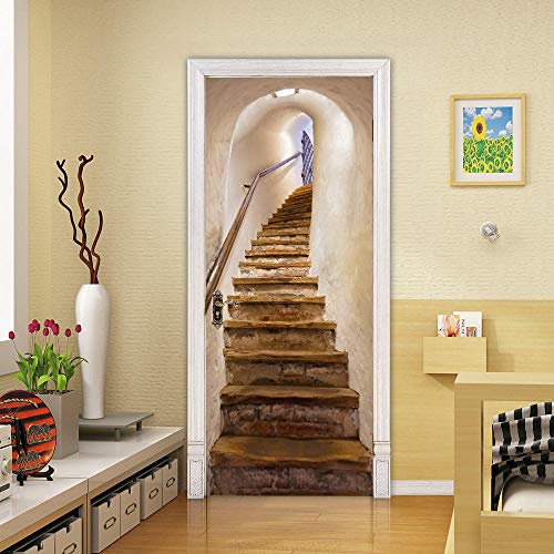 VIRANDA 3D Türaufkleber Selbstklebend Türtapete - Treppe - Türfolie Poster Wasserdichte Umweltschutz Tür Stickers 86x200cm von VIRANDA