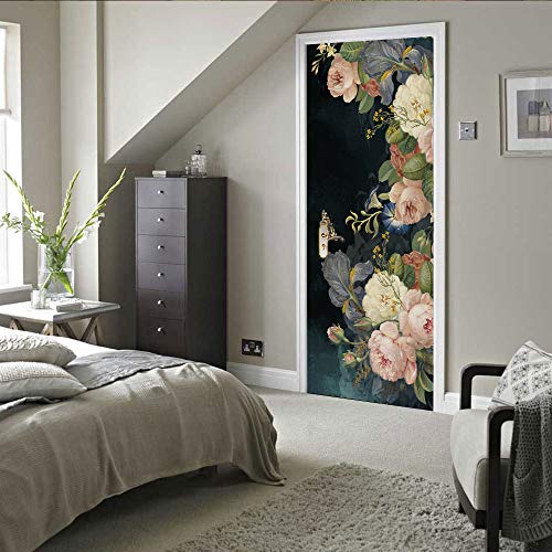 3D Türtapete Selbstklebend Türaufkleber - BLUME - Türfolie Poster PREMIUM PVC Wasserfest Wandtattoo Für Schlafzimmer Wohnzimmer Tür Dekoration Tapete 80 x 200 cm von VIRANDA