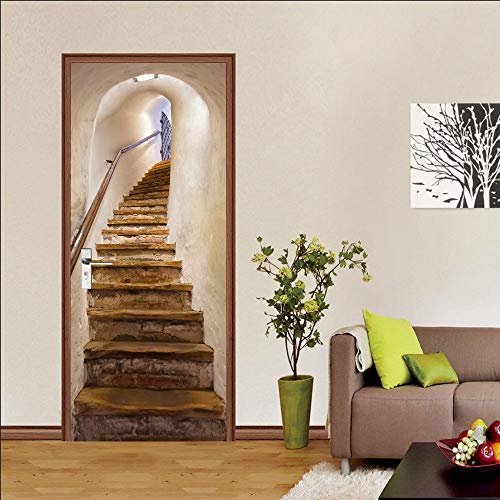 3D Türtapete Selbstklebend Türaufkleber - Treppe - Türfolie Poster PREMIUM PVC Wasserfest Wandtattoo Für Schlafzimmer Wohnzimmer Tür Dekoration Tapete 86 x 200 cm von VIRANDA