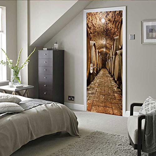 3D Türtapete Selbstklebend Türaufkleber - WEINKELLER - Türfolie Poster PREMIUM PVC Wasserfest Wandtattoo Für Schlafzimmer Wohnzimmer Tür Dekoration Tapete 80 x 200 cm von VIRANDA