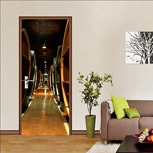 3D Türtapete Selbstklebend Türaufkleber - WEINKELLER - Türposter PREMIUM PVC Wasserfest Wandtattoo Für Schlafzimmer Wohnzimmer Tür Dekoration Tapete 90 x 200 cm von VIRANDA