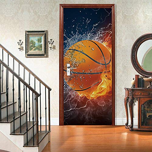 VIRANDA Türtapete Selbstklebend TürPoster - Basketball - Fototapete Türfolie Wandtapete Wohnzimmer Schlafzimmer Türaufkleber 3D 77 x 200 cm von VIRANDA