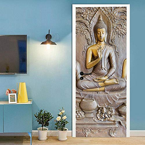 VIRANDA Türtapete 3D Türaufkleber Selbstklebend TürPoster - Buddha-Figur - Türfolie Poster PVC Abnehmbar Wasserdichte Door Stickers 77 x 200 cm von VIRANDA