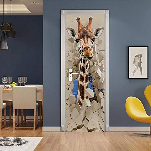 Türtapete Selbstklebend TürPoster 3D Türbild - Giraffe - Türfolie Fototapete PREMIUM PVC Wasserfest Türaufkleber Wandtattoo Für Schlafzimmer Wohnzimmer Tür Dekoration Stickers 95 x 210 cm von VIRANDA