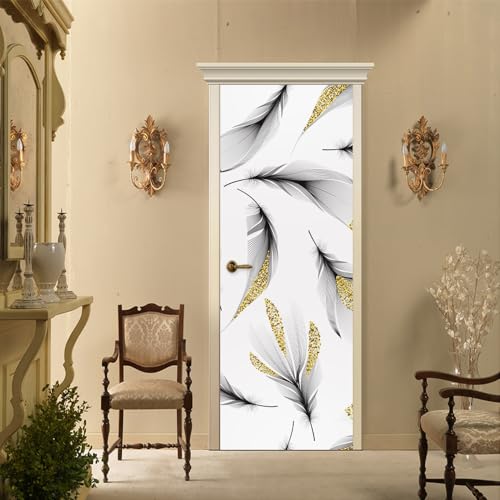 VIRANDA 3D Türaufkleber Selbstklebend Türtapete Vinyl Türschutzfolie Wasserdichte Türposter Feder für Zuhause Dekor 100x210cm von VIRANDA
