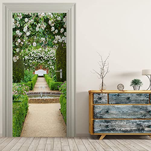 VIRANDA 3D Türtapete Selbstklebend Türposter - Gartenspaziergang - Türaufkleber Türklebefolie 86x200cm von VIRANDA