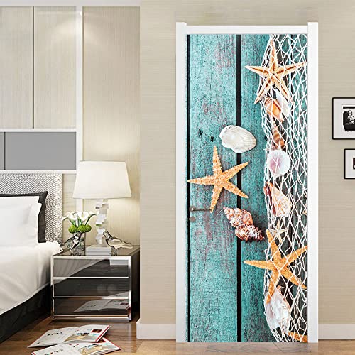 VIRANDA 3D Türtapete Selbstklebende Türaufkleber Vinyl Türbilder Wasserdichte Türposter Abnehmbare Türklebefolie Meer Türfolie für Zuhause Dekor 77x200cm von VIRANDA