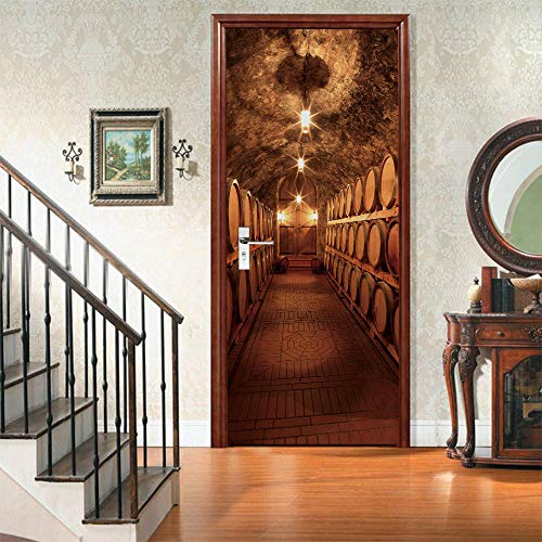 VIRANDA Türtapete Selbstklebend TürPoster 3D - Weinkeller - Türfolie PVC Wasserdichte Türaufkleber 86 x 200 cm von VIRANDA