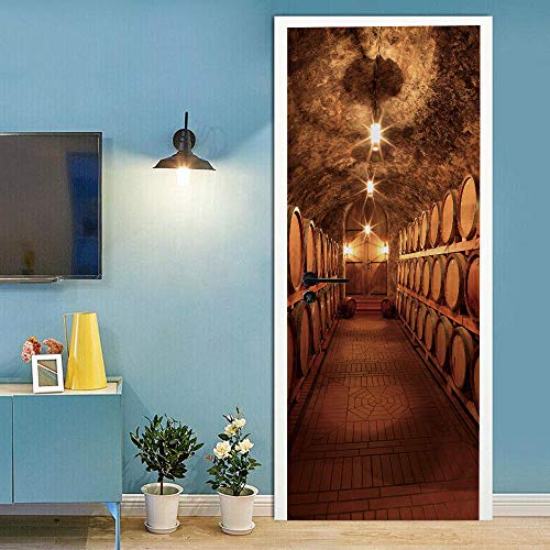 VIRANDA Türtapete Selbstklebend TürPoster 3D - Weinkeller - Türfolie PVC Wasserdichte Türaufkleber 90 x 200 cm von VIRANDA