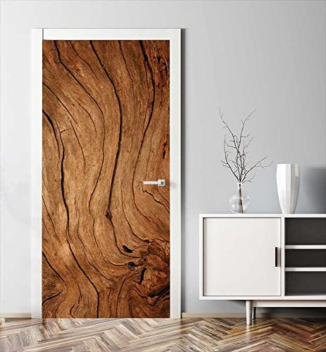 VIRANDA Türtapete Selbstklebend TürPoster - HOLZ - Türaufkleber 3D Türklebefolie 80x200cm von VIRANDA