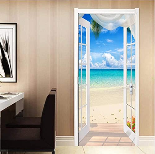 VIRANDA Türtapete Selbstklebend TürPoster - Haus am Meer LANDSCHAFT - 3D Türaufkleber PREMIUM PVC Wasserfest Türfolie für Schlafzimmer Gang Tür verschönern deko 80x200cm von VIRANDA