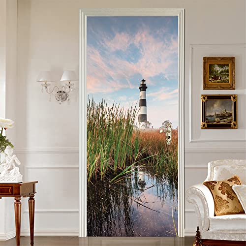 VIRANDA Türtapete Selbstklebend TürPoster - LEUCHTTURM - Türaufkleber 3D Türfolie 86x200cm von VIRANDA