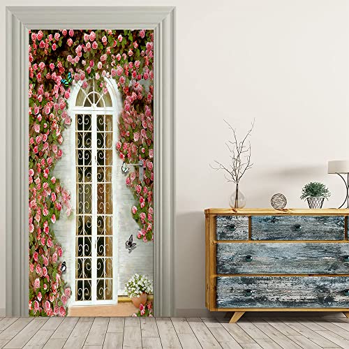 VIRANDA Türtapete Selbstklebend Türposter - Blumentür- Türaufkleber 3D Türklebefolie 77x200cm von VIRANDA
