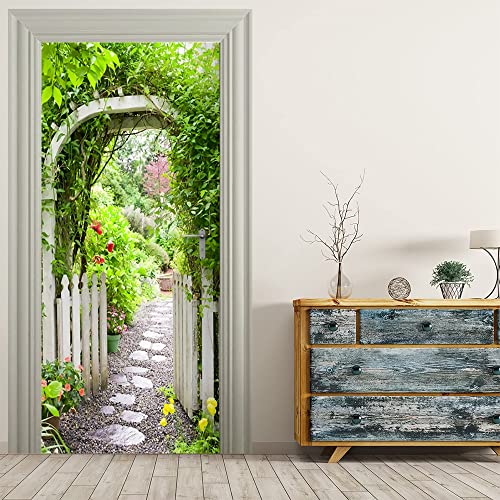 VIRANDA Türtapete Selbstklebend Türposter - Gartentor - Türaufkleber 3D Türklebefolie 77x200cm von VIRANDA