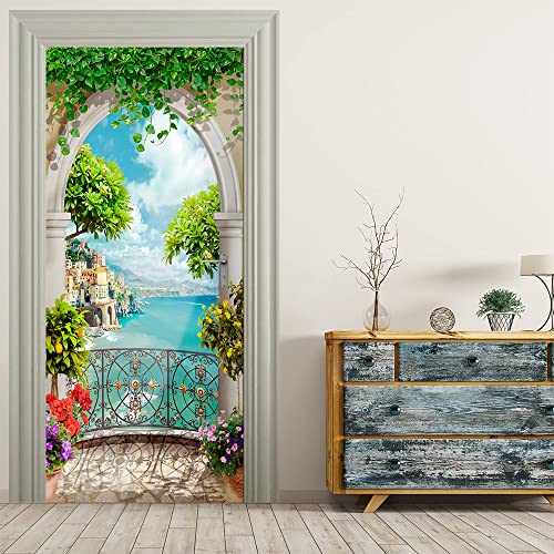 VIRANDA Türtapete Selbstklebend Türposter - SEACAPE TOWN - Türaufkleber 3D Türklebefolie 77x200cm von VIRANDA