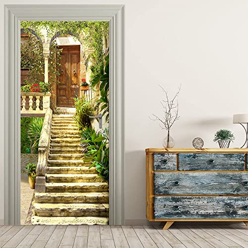 VIRANDA Türtapete Selbstklebend Türposter - Treppentür- Türaufkleber 3D Türklebefolie 77x200cm von VIRANDA