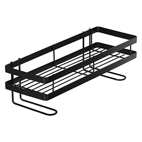 Schwarzes Küchenregal No-Punch Badezimmer-Organizer Vanity Storage Shelf Double Iron(Size:35cm) von VIRAZE