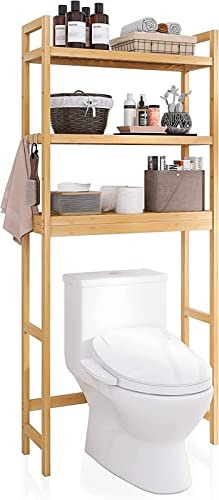 VIRAZE Aufbewahrung auf der Toilette, 3-lagiges Bambus-Badezimmerregal, platzsparendes Toilettenregal von VIRAZE