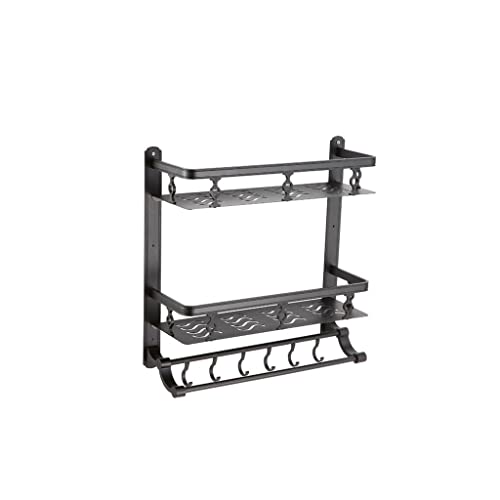 VIRAZE Küchen-Aluminium-Doppelhängeregal Badezimmer-Hakenregal Geschirr- und Küchengeschirr-Organizer(Color:Black) von VIRAZE