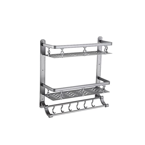 VIRAZE Küchen-Aluminium-Doppelhängeregal Badezimmer-Hakenregal Geschirr- und Küchengeschirr-Organizer(Color:Silver) von VIRAZE