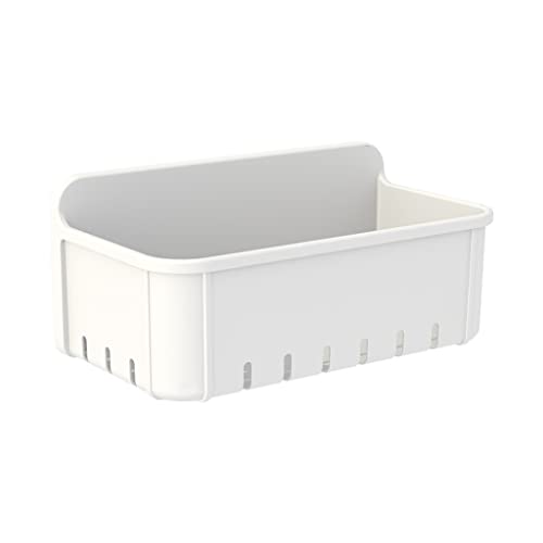 VIRAZE WC-Aufbewahrungsregal Perforationsfreier Entwässerungs-Aufbewahrungskorb Kunststoff-Wandregal-Aufbewahrungskorb Toiletten-Aufbewahrungsregal (Color : Bianco, Size : 24 * 12.7 * 10.7cm) von VIRAZE