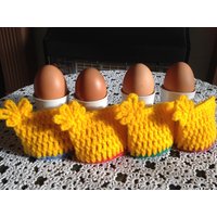 Häkelei Cosies. Eierwärmer.ostergeschenke.eier Dekor.4Er Set.strickmützen Für Eier.stricktisch Dekor.gehäkeltes Küchendekor.gestricktes Geschenk von VIRGA63DESIGN