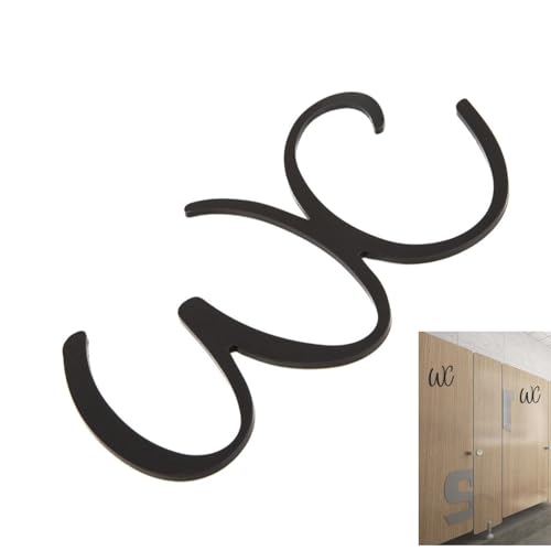 Wc Schild Selbstklebend, Wc Aufkleber Tür, Schwarze Selbstklebende Wc Türschild, Toilettenschild für Badezimmer Deko, 23x12 CM Wc Deko für Innen und Außenbereiche (Wc) von VIRHWOEA