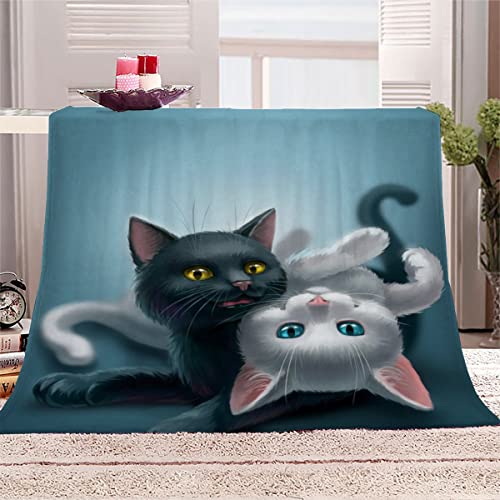 VIROGE Kuscheldecke Erwachsene 180x220 cm Cartoon-Tiere Weiche Flauschige Flanelldecke mit Muster 3D Effekt Decke Microfaser Wohndecke Kawaii-Kätzchen Tagesdecke Sofadecke Couchdecke TV-Decken von VIROGE