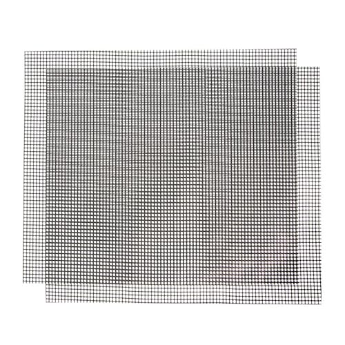 VIRSUS 2 wiederverwendbare Grillmatten mit Antihaftbeschichtung 1582 Farbe Schwarz Größe 36 x 42 cm Grillrost für Elektrogrill mit Gas und Kohlefaser zum Grillen von Fleisch Fisch Gemüse 2 Stück von VIRSUS