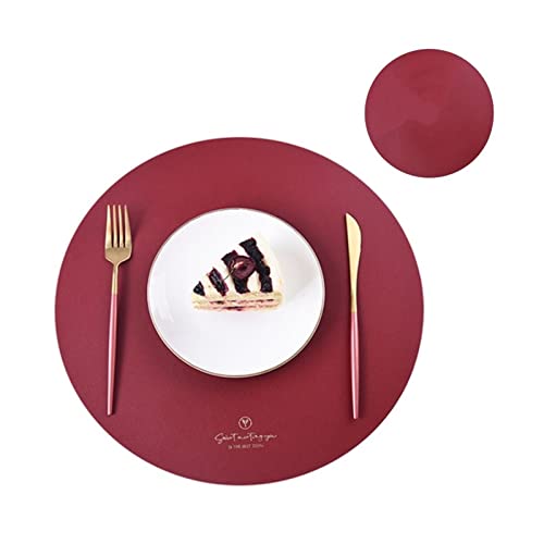 VISAML Runde Leder-Tischsets for Essen, große PU-Tischsets und kleine Kaffeeuntersetzer for die Küche zu Hause, wasserdicht (Color : Red) von VISAML